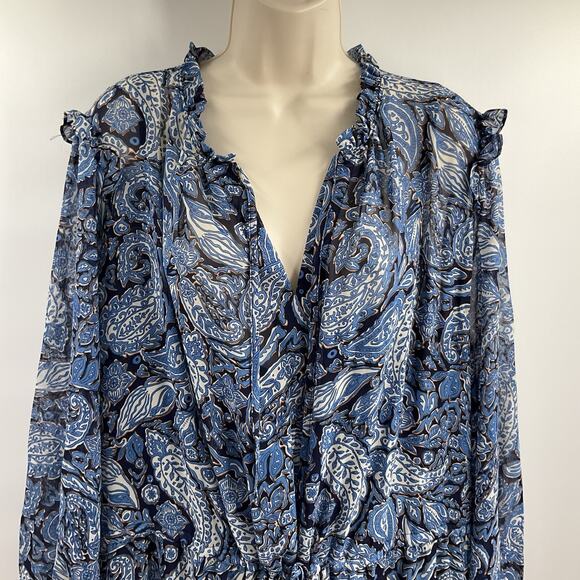 JULIA JORDAN New Boho Long Sleeve Fairy Dress 2XL Blue Paisley - Picture 8 of 9